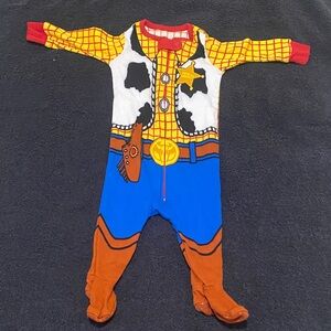 Cowboy Print Kids One-Piece Pajama - Blue, Yellow, Brown